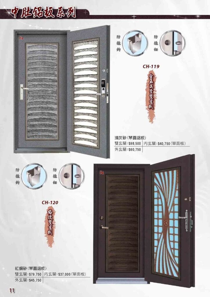CH-119 金玉滿堂雙玄關-淺灰砂〈單面鋁板〉 CH-120 格欣雙玄關-紅銅砂〈單面鋁板〉