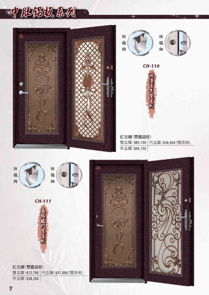 CH110鴻運當貴雙玄關-紅古銅〈雙面鋁板〉 CH111五福臨門雙玄關-紅古銅〈雙面鋁板〉